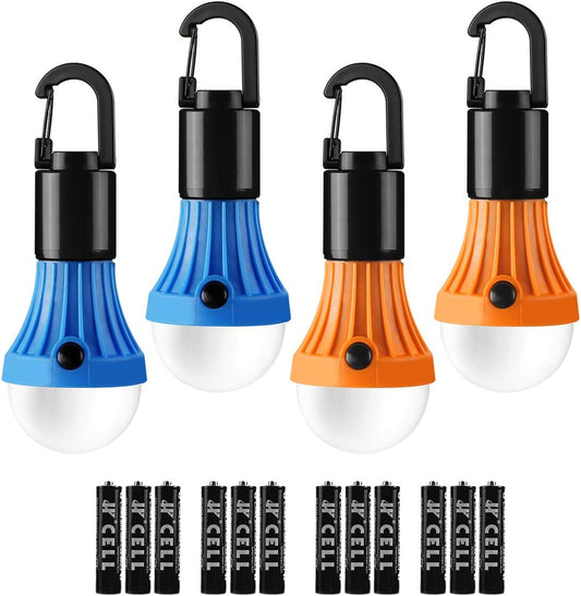 Lepro Camping Lights, Battery Powered Tent Lights, Warm White and Daylight Modes, Camping Accessories, Hanging Camping Lantern, Battery Lights for Power Cuts, Pack of 4 (AAA Battery Included)