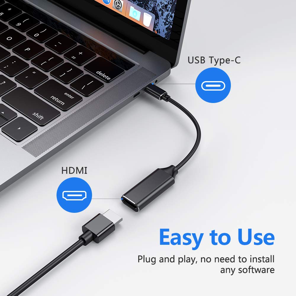 USB C to HDMI Adapter, Type c to HDMI 4K Adapter (Thunderbolt 3 Compatible) with Video Audio Output for iPhone 15,MacBook Pro 2018/2017/2016, Samsung Note 9/S9/Note 8/S8, Huawei Mate 20 and More