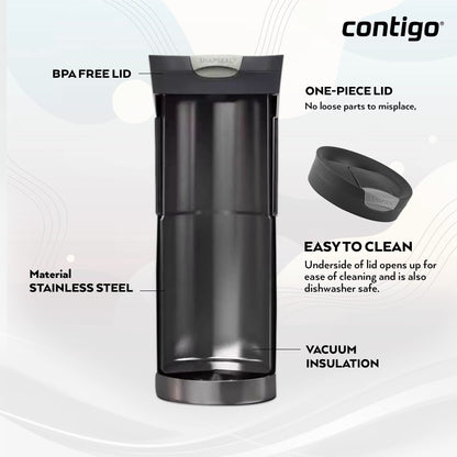 Contigo Byron Snapseal Travel Mug | Stainless Steel Thermal Mug | Vacuum Flask | Leakproof Tumbler | Coffee to Go Mug with BPA Free Easy-Clean Lid
