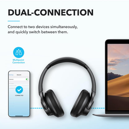 Soundcore by Anker Hybrid Active Noise Cancelling Wireless Over-Ear Headphones – Foldable Bluetooth with Hi-Res Audio, Powerful Bass & Customizable App Controls