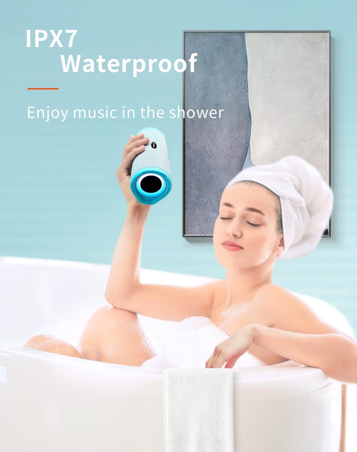 HEYSONG Portable Bluetooth Speaker, Waterproof Outdoor Speakers with LED Light, Enhanced Bass, IPX7 Floating, 40H Play, TF Card, True Wireless Stereo for Party, Shower, Biking, Gifts for Men