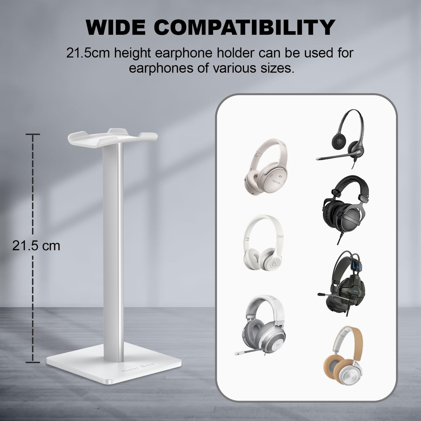 New Bee Headphone Stand Headset Stand Headphone Holder Universal Aluminum Gaming Headset Holder Earphone Display Earbuds Mount For All Headphones (Black)