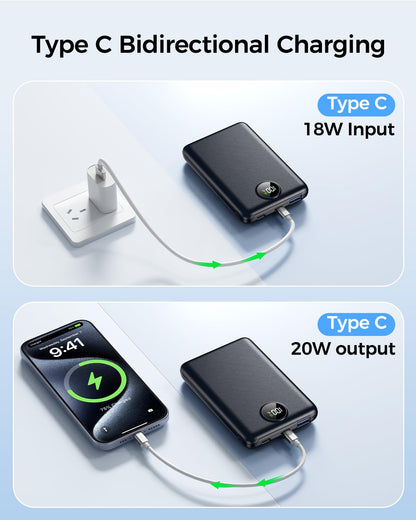 LKOUY 22.5W Super Fast Charging Power Bank – Ultra Slim, Lightweight, Triple Ports USB