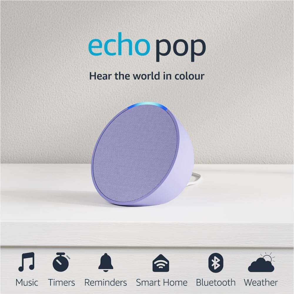 Echo Pop | Play your favourite music and easily control your smart home with Alexa | Charcoal