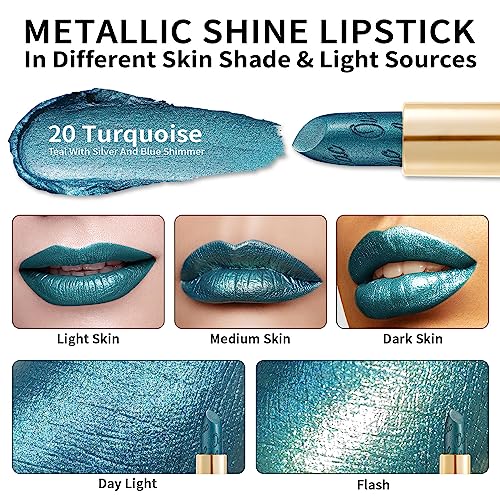 OULAC Metallic Shine Glitter Lipstick, Nude High Impact Lipcolor, Lightweight Soft and Ultra Hydrating, Long Lasting, Vegan & Cruelty-Free, Full-Coverage Lip Color 4.3 g/0.15 Sahara Gold(10)