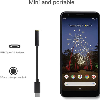 USB C Type C to 3.5mm Headphone Earphone Jack Adapter Audio Adaptor For Samsung Galaxy ,Ultra Note,Huawei, Google Pixel