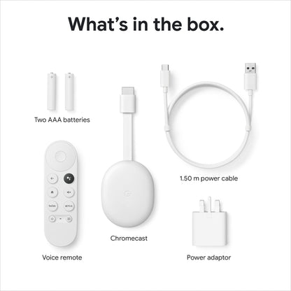 Chromecast with Google TV (4K) Snow – Stream Netflix, NOWTV & More in 4K HDR with Voice Search