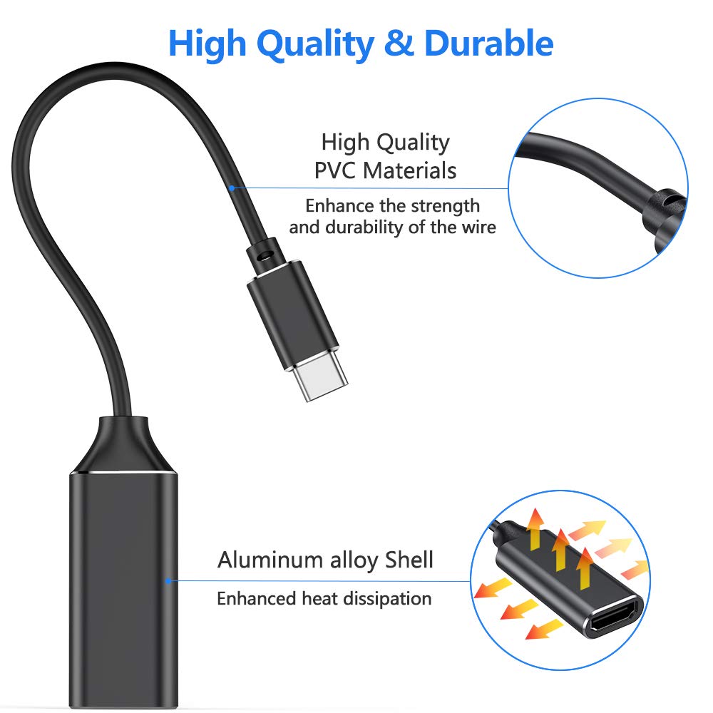 USB C to HDMI Adapter, Type c to HDMI 4K Adapter (Thunderbolt 3 Compatible) with Video Audio Output for iPhone 15,MacBook Pro 2018/2017/2016, Samsung Note 9/S9/Note 8/S8, Huawei Mate 20 and More