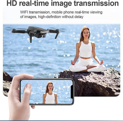 E88 Pro GPS Drone for Adults – 1080P Dual Camera, Foldable RC Quadcopter with Live Video, 2 Extra Batteries (Grey)