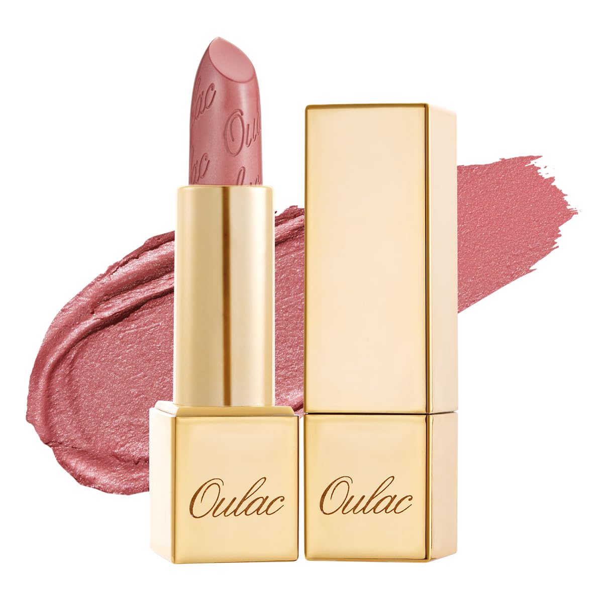 OULAC Metallic Shine Glitter Lipstick, Nude High Impact Lipcolor, Lightweight Soft and Ultra Hydrating, Long Lasting, Vegan & Cruelty-Free, Full-Coverage Lip Color 4.3 g/0.15 Sahara Gold(10)