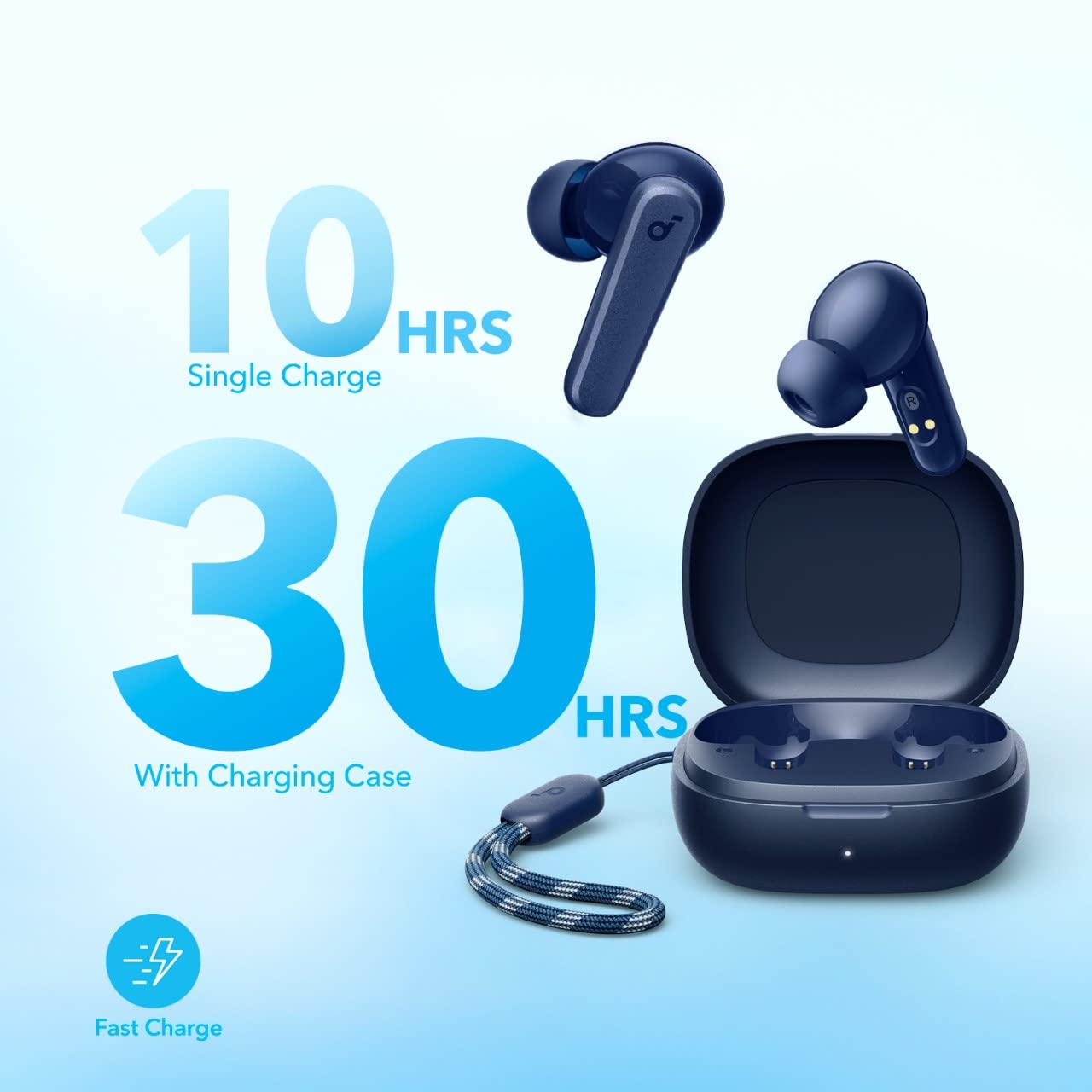 Anker P20i True Wireless Earbuds, 10mm Drivers with Big Bass, Bluetooth 5.3, 30H Long Playtime, IPX5 Water-Resistant, 2 Mics for AI Clear Calls, 22 Preset EQs, Customization via App