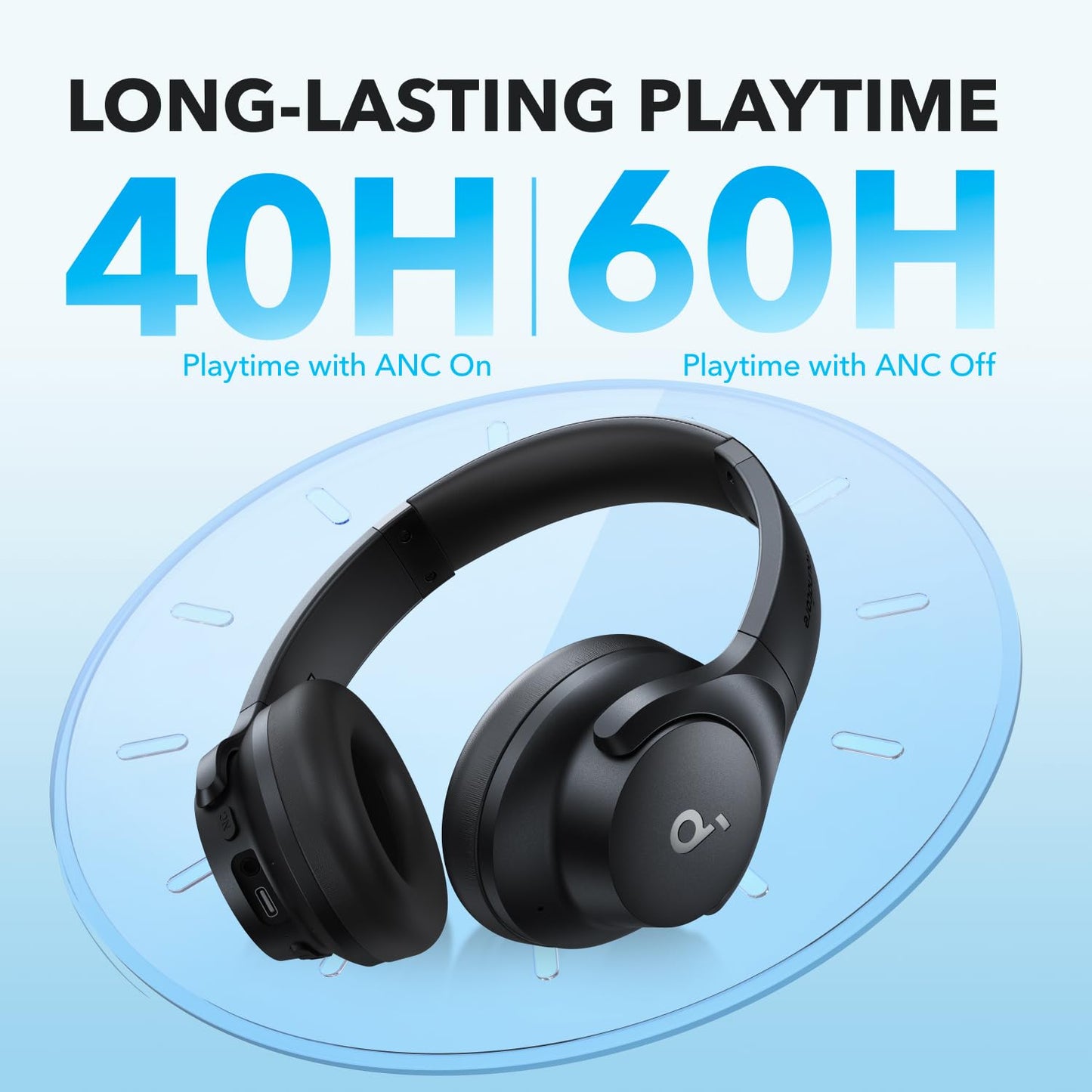 soundcore by Anker Q20i Hybrid Active Noise Cancelling Foldable Headphones, Wireless Over-Ear Bluetooth, 40H Long ANC Playtime, Hi-Res Audio, Big Bass, Customize via an App, Transparency Mode