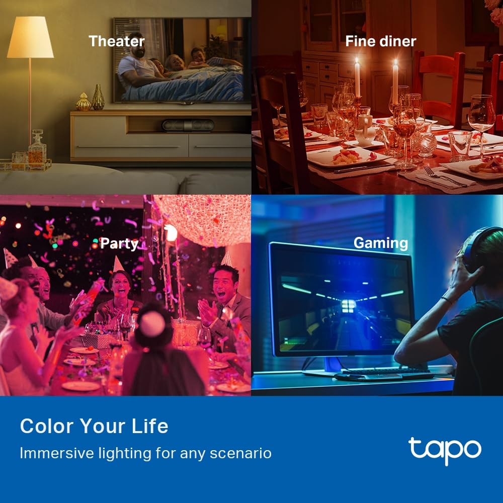Tapo Smart Bulb, Smart WiFi LED Light, B22, 8.3W, Works with Amazon Alexa(Echo and Echo Dot) and Google Home, Colour-Changeable, No Hub Required (Tapo L530B) [Energy Class F], Multicolor