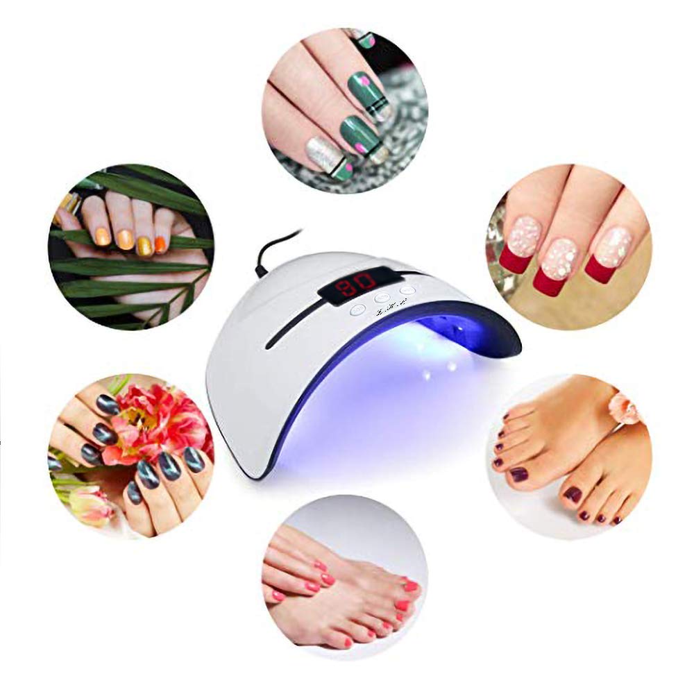 LED UV Nail Lamps for Gel Nail Polish Nail Dryer Curing Lamp with 3 Timers Auto Sensor LED Digital Display USB Plug Carry Convenient