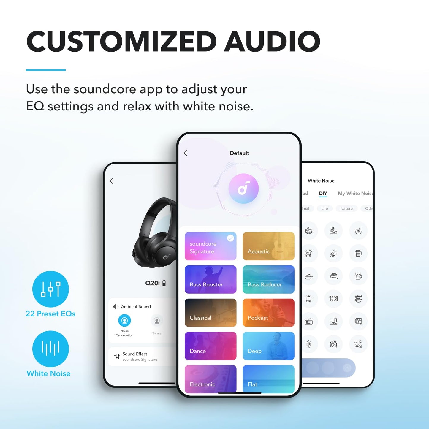 soundcore by Anker Q20i Hybrid Active Noise Cancelling Foldable Headphones, Wireless Over-Ear Bluetooth, 40H Long ANC Playtime, Hi-Res Audio, Big Bass, Customize via an App, Transparency Mode