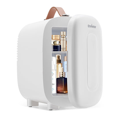 Enventor Mini Fridge 4 Litre/ 6 Can, AC+12V DC Power, Portable Cooler & Warmer, Small Fridge for Bedrooms, Car, Skincare, Fruit and Drinks, Black