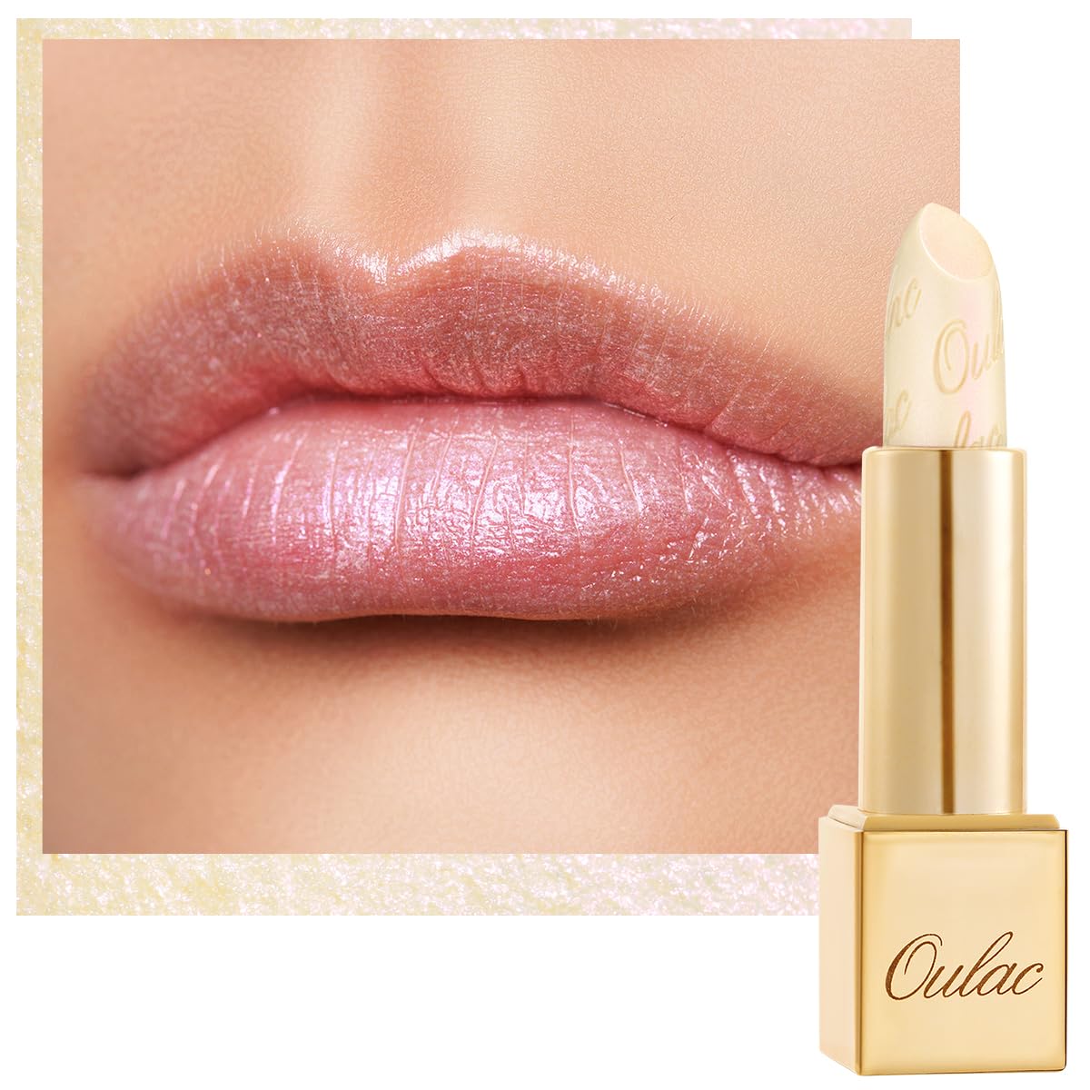 OULAC Metallic Shine Glitter Lipstick, Nude High Impact Lipcolor, Lightweight Soft and Ultra Hydrating, Long Lasting, Vegan & Cruelty-Free, Full-Coverage Lip Color 4.3 g/0.15 Sahara Gold(10)