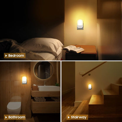 Plug-in Night Light with Dusk to Dawn Photocell & 5 Brightness Settings – Warm White, Ideal for Children’s Rooms, Hallways, Garage