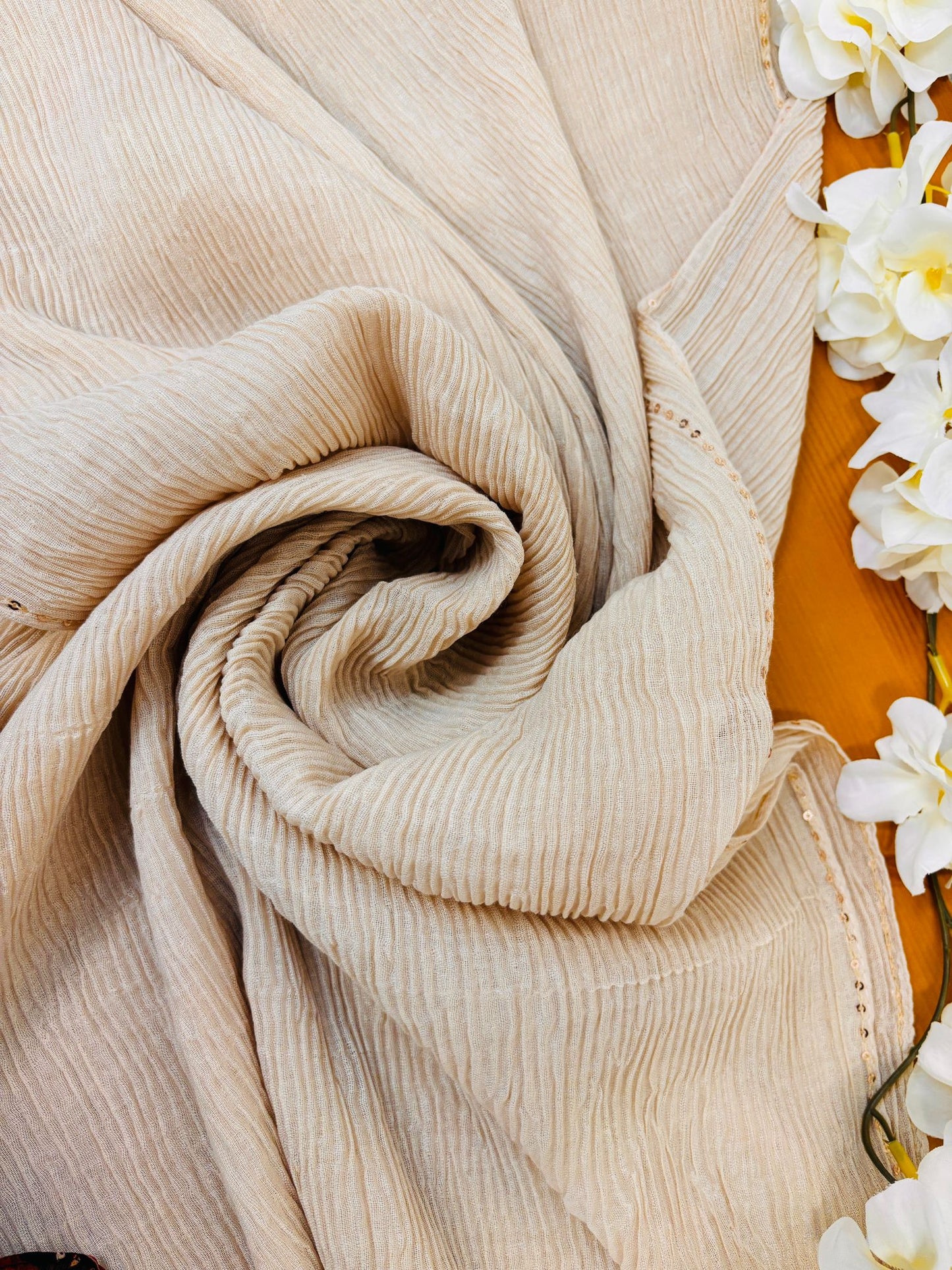 Light Off-White Super Soft Crêpe Cotton Hijab Fabric