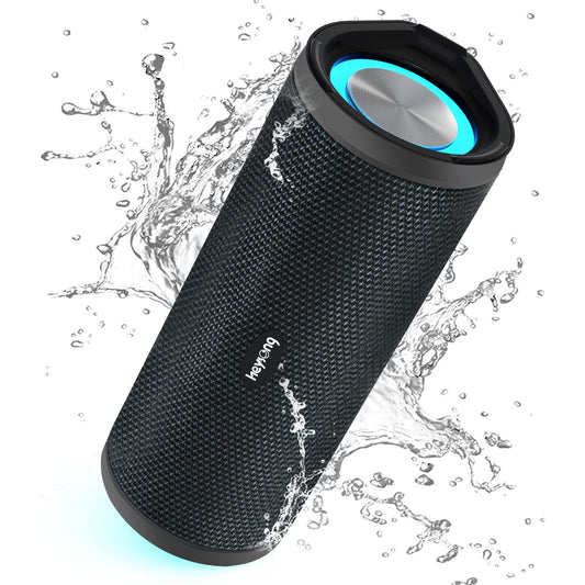 HEYSONG Portable Bluetooth Speaker, Waterproof Outdoor Speakers with LED Light, Enhanced Bass, IPX7 Floating, 40H Play, TF Card, True Wireless Stereo for Party, Shower, Biking, Gifts for Men