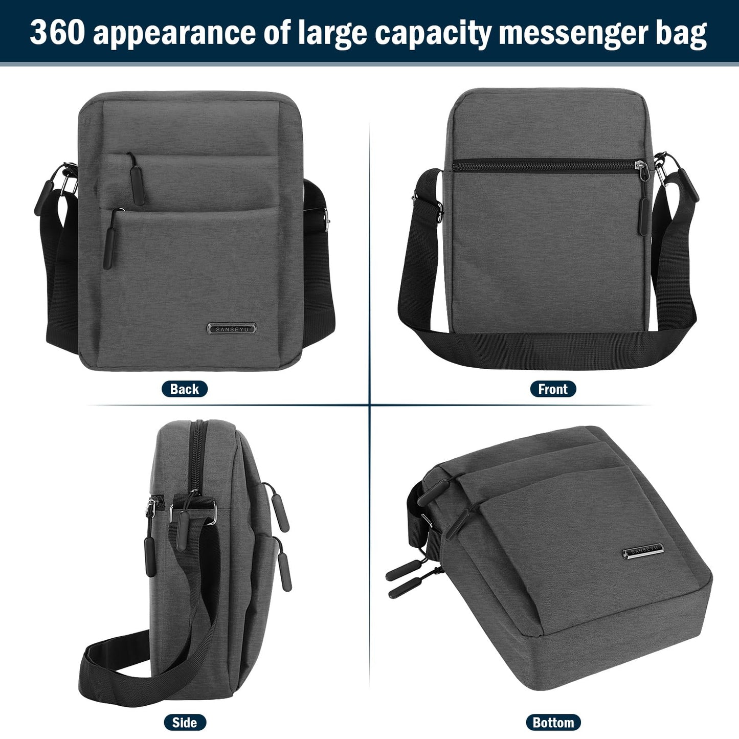 Messenger Bag Shoulder Bag Crossbody Bags Men's Small Side Bag Casual Handbag Waterproof Anti Theft Lightweight and Multiple Pockets for Men Women Outdoor Daily Use