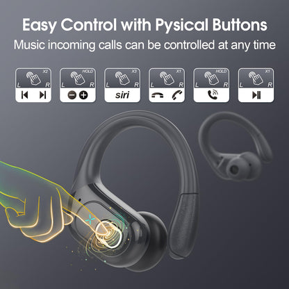 STECEi Wireless Earbuds – 75H Bluetooth 5.4 Earphones with ENC Noise Cancelling Mics, HiFi Stereo Sound, Earhooks, IP7 Waterproof for Running, Gym & Sports (Black)