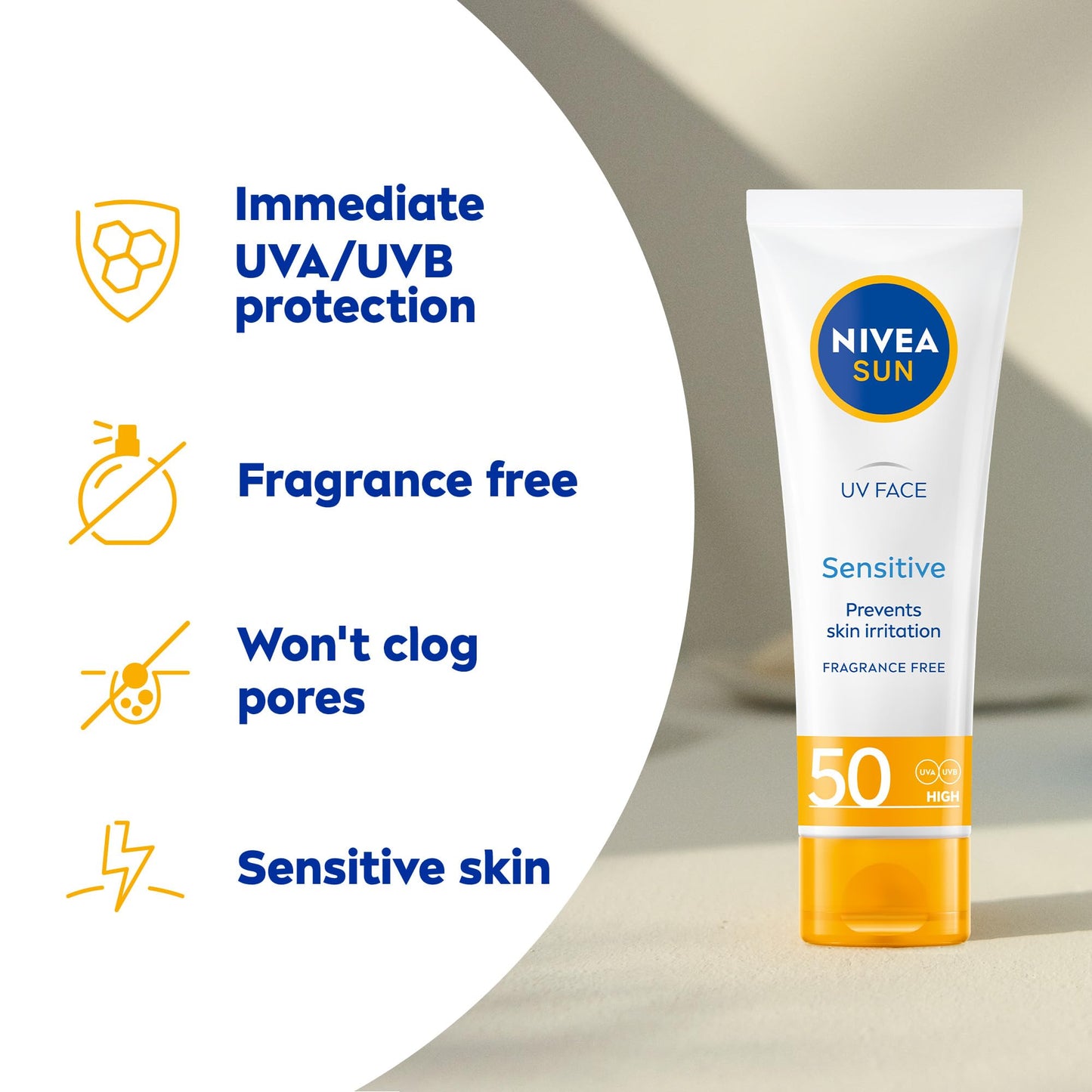 NIVEA Sun UV Face Shine Control SPF 50 Cream (50ml), Sun Cream Protects Against UVA/UVB Rays and Premature Skin Ageing, Sunscreen for Delicate Facial Skin