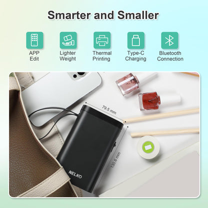Nelko Label Maker Machine P21 – Bluetooth Portable Label Printer with Tape, Mini Wireless Sticker Maker for Organizing, Barcode, Home & Office – White