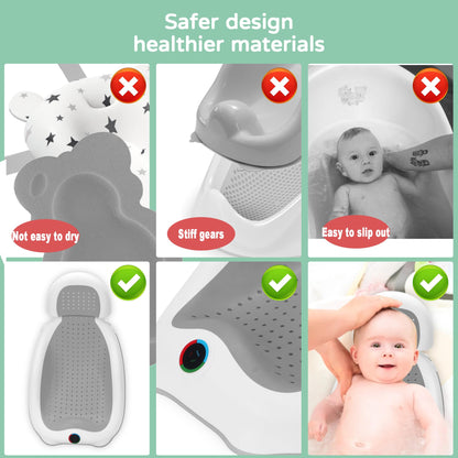 Baby Bath Support  Newborn  with Thermometer Collapsible , Baby tubs for Newborn Essentials Must Haves-Baby tub (Gray)