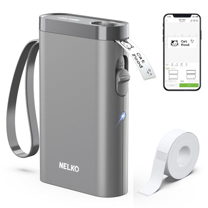Nelko Label Maker Machine P21 – Bluetooth Portable Label Printer with Tape, Mini Wireless Sticker Maker for Organizing, Barcode, Home & Office – White