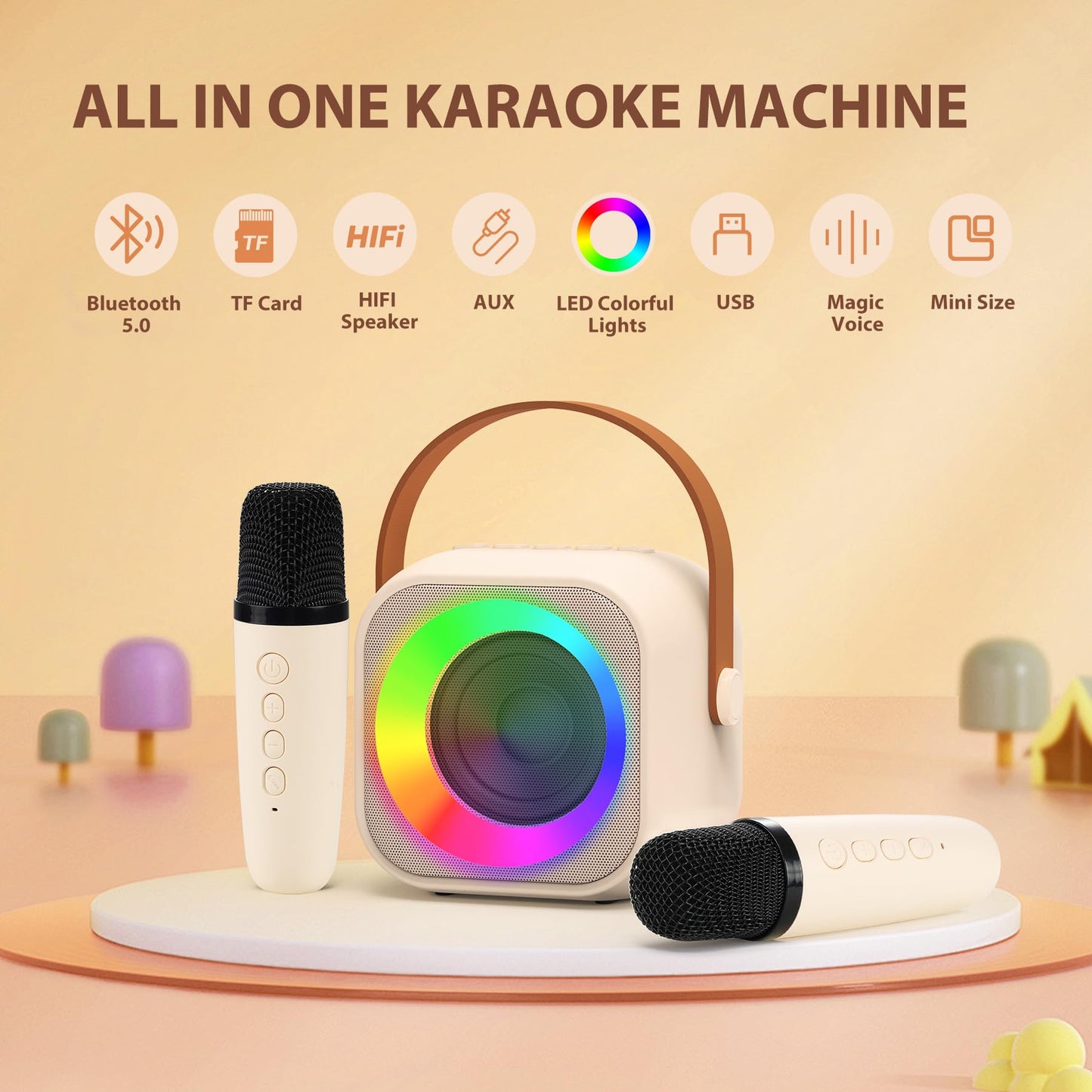 Jeefu Kids Karaoke Toys Machines with 1 Microphone, Toys for 3-12 Years Old Girls Gifts, Mini Kids Bluetooth Sperker Toy for Singing, Christmas Birthday Gifts for 5 6 7 8 9 10 11 Years Teens Girls