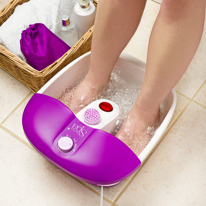 Sensio Spa Pedicure Foot Massager Bath – Heat, Bubbles & 9 Massage Accessories for Ultimate Home Foot Therapy, White & Purple