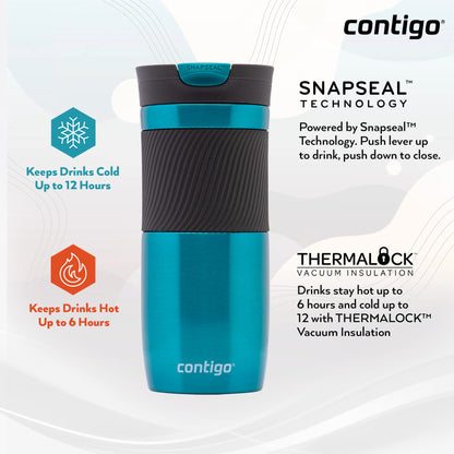 Contigo Byron Snapseal Travel Mug | Stainless Steel Thermal Mug | Vacuum Flask | Leakproof Tumbler | Coffee to Go Mug with BPA Free Easy-Clean Lid