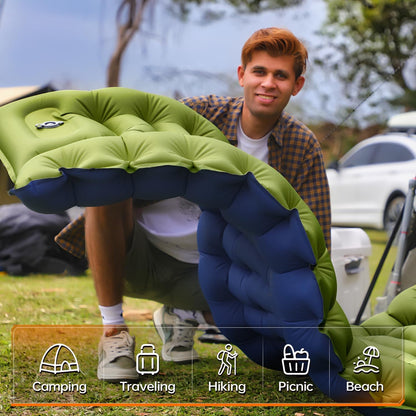 Yuzonc Ultralight Inflatable Camping Sleeping Pad with Built-in Pillow & Foot Pump – Portable, Compact Sleeping Mat for Backpacking, Hiking & Tents