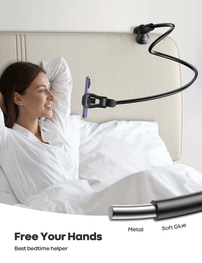 Lamicall Gooseneck Bed Phone Holder - Universal Flexible Lazy Arm for Desk, 360 Overhead Phone Mount Clip for iPhone 16 15 14 13 12 11 Series, Xs XR, Samsung, 4-7”