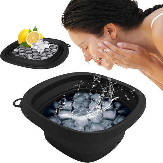 Meindin Face Bowl for Ice – Cold Plunge Facial Spa Tool, Foldable & Reusable Basin with Tray for Morning Skincare