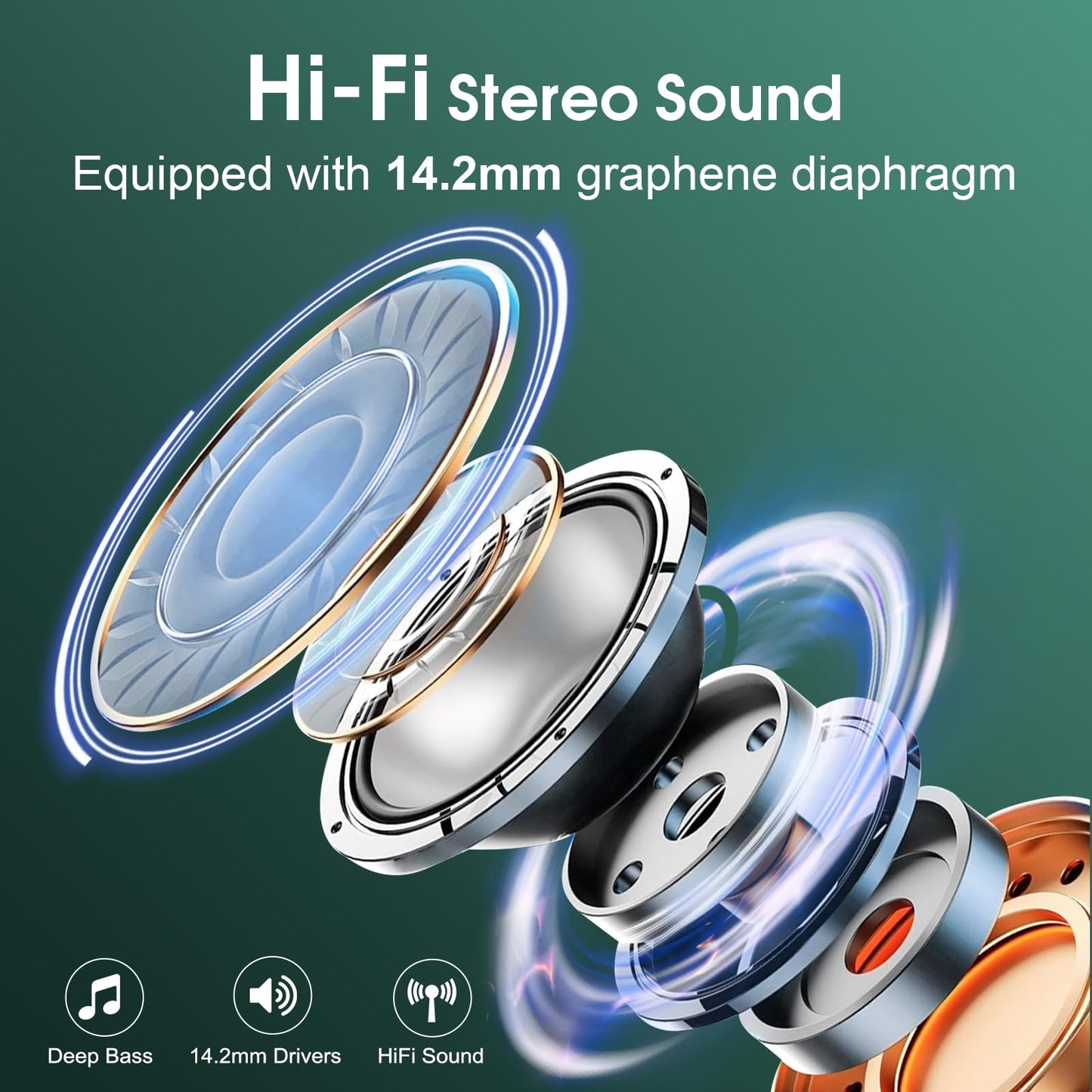STECEi Wireless Earbuds – 75H Bluetooth 5.4 Earphones with ENC Noise Cancelling Mics, HiFi Stereo Sound, Earhooks, IP7 Waterproof for Running, Gym & Sports (Black)