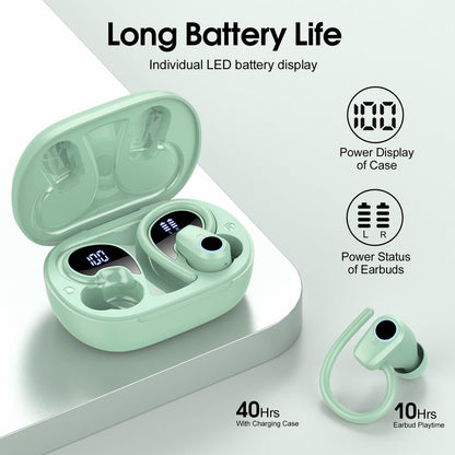 Waterproof Wireless Earbuds Bluetooth 5.3 – 4 ENC Noise Canceling Mics, 50H Battery, Dual LED Display, Sport Earhooks