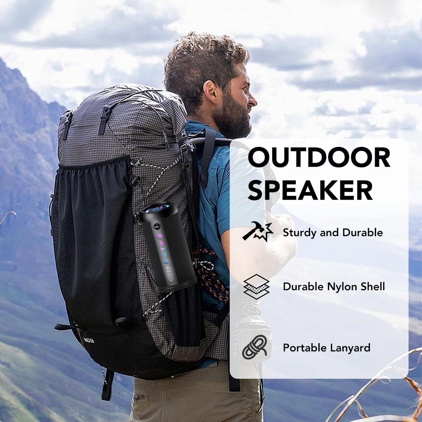 Taopodo Portable Bluetooth Speaker – 30W Stereo, IPX7 Waterproof, 30H Playtime, RGB Lights, TWS Pairing, Wireless