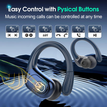 STECEi Wireless Earbuds – 75H Bluetooth 5.4 Earphones with ENC Noise Cancelling Mics, HiFi Stereo Sound, Earhooks, IP7 Waterproof for Running, Gym & Sports (Black)