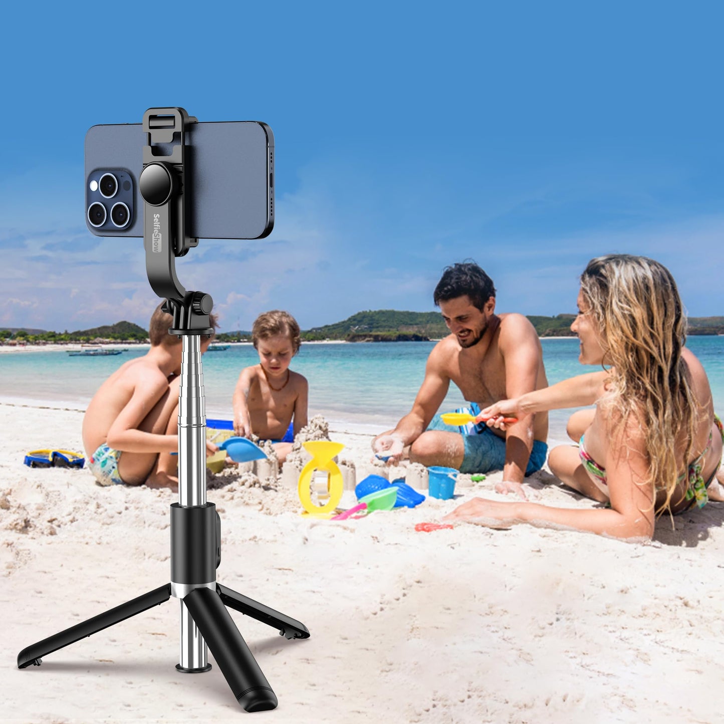 Selfie Stick Tripod, 4 in 1 Extendable Selfie Stick 360° Rotation Tripod Stand with Detachable Wireless Remote Portable Mobile Phone Holder Compatible with GoPro, iPhone, Android Smartphone