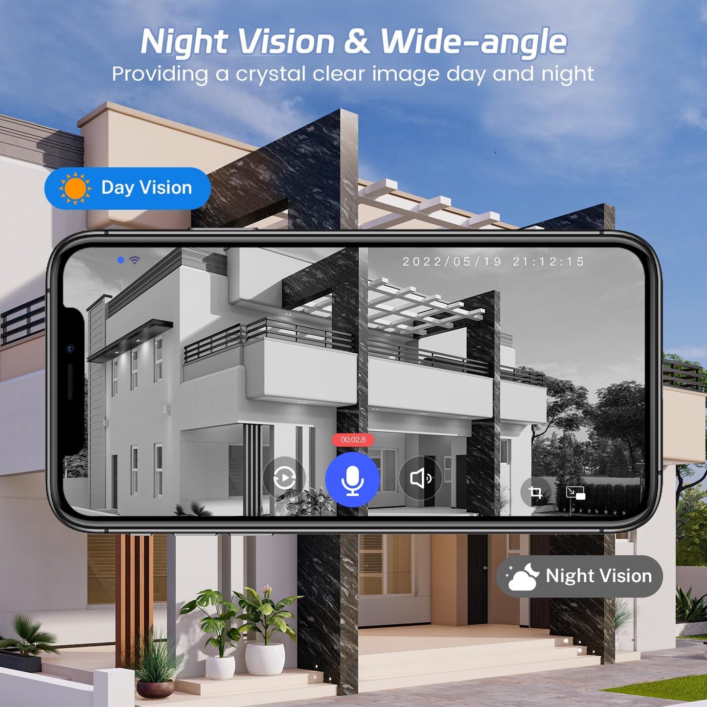 guggre Wireless Video Doorbell with Indoor Ring Chime, Enhanced Security with AI Human Detection, 2-Way Audio, HD Night Vision, AES-128 Cloud Storage, Real-Time Alerts, Smart Home Protection