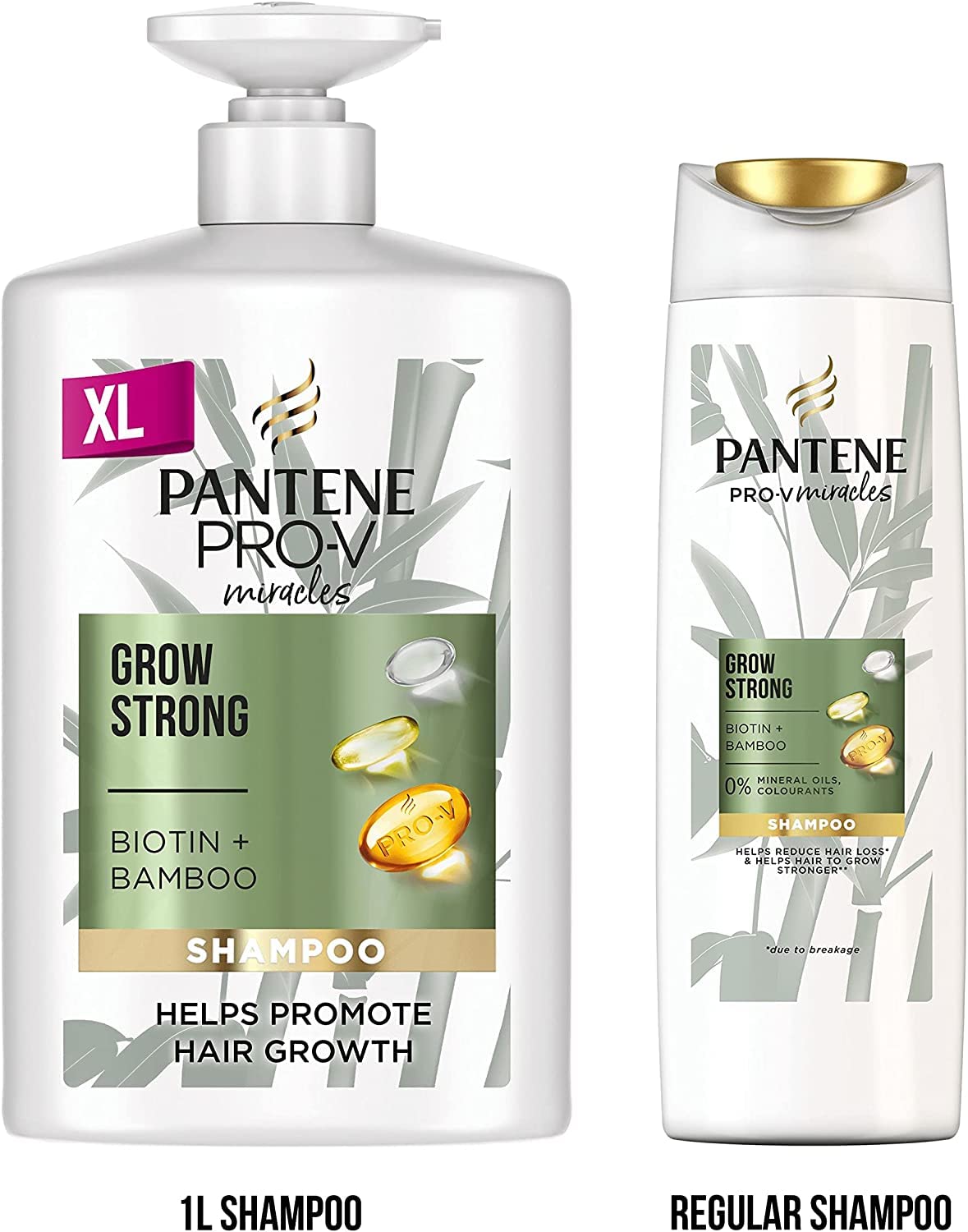 Pantene Biotin&Bamboo Shampoo,Grow Strong |For Dry Damaged Hair |Helps Reduce Hair Loss,1L