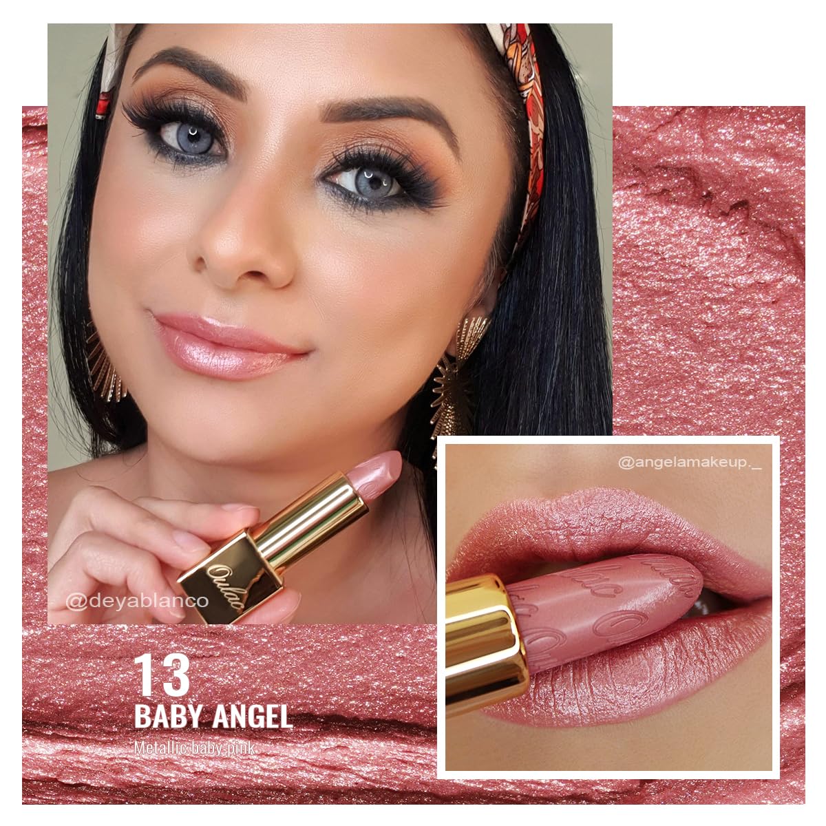 OULAC Metallic Shine Glitter Lipstick, Nude High Impact Lipcolor, Lightweight Soft and Ultra Hydrating, Long Lasting, Vegan & Cruelty-Free, Full-Coverage Lip Color 4.3 g/0.15 Sahara Gold(10)