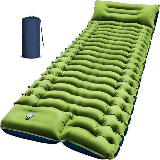 Yuzonc Ultralight Inflatable Camping Sleeping Pad with Built-in Pillow & Foot Pump – Portable, Compact Sleeping Mat for Backpacking, Hiking & Tents