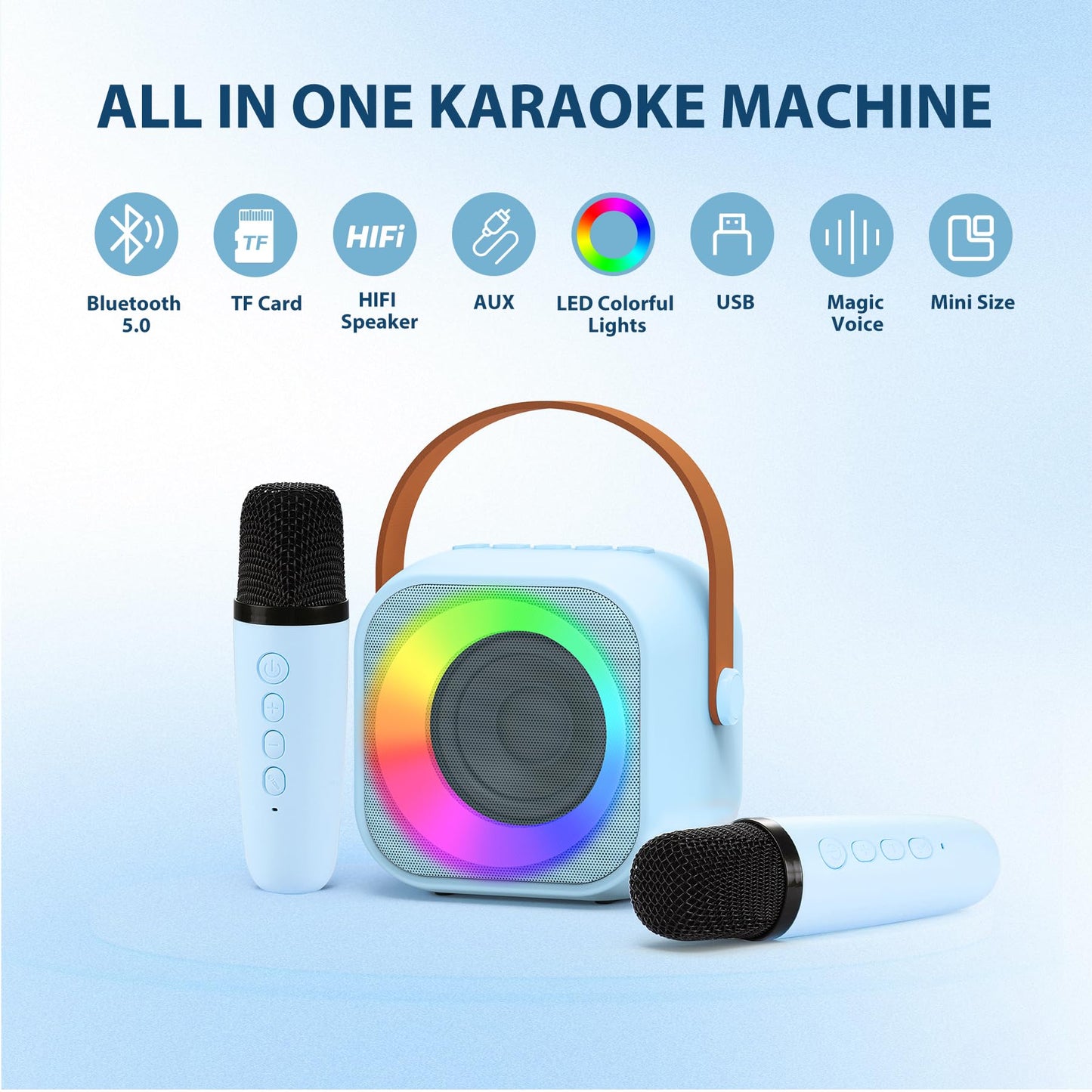 Jeefu Kids Karaoke Toys Machines with 1 Microphone, Toys for 3-12 Years Old Girls Gifts, Mini Kids Bluetooth Sperker Toy for Singing, Christmas Birthday Gifts for 5 6 7 8 9 10 11 Years Teens Girls