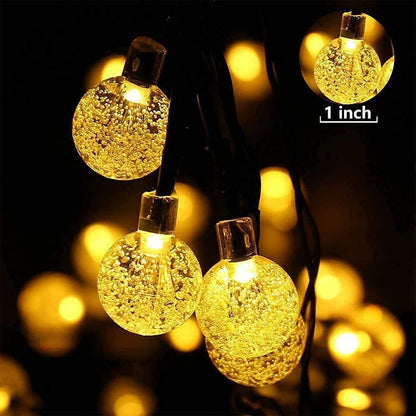 Solar Garden Lights Outdoor, 36ft 60 LED Solar String Lights Waterproof, Solar Powered Crystal Ball Indoor/Outdoor Fairy Lights Decorative Lights for Garden, Patio, Yard, Festival, Parties (White)