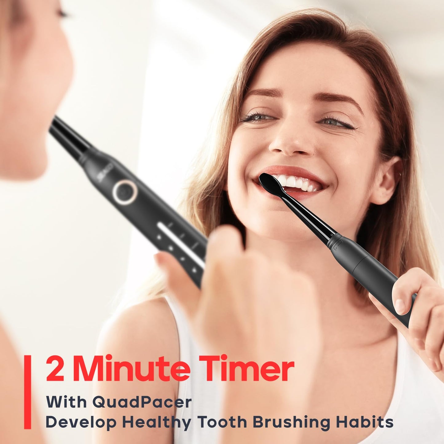 Electric Toothbrush, Rechargeable Power Toothbrush with 8 Brush Heads, Sonic Toothbrushes 40,000 VPM, 5 Cleaning Modes with Teeth Whitening, Gift for Family, Black