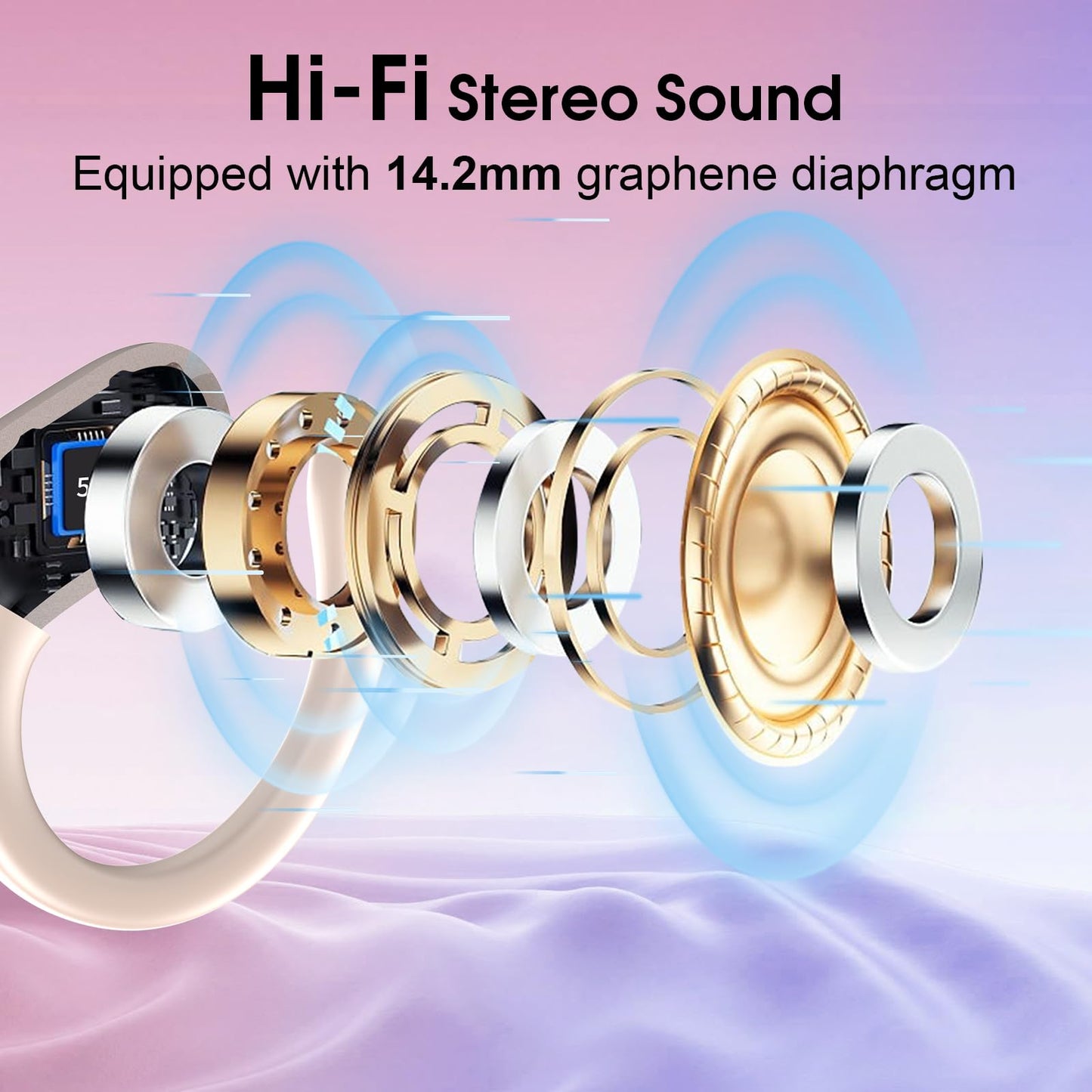 STECEi Wireless Earbuds – 75H Bluetooth 5.4 Earphones with ENC Noise Cancelling Mics, HiFi Stereo Sound, Earhooks, IP7 Waterproof for Running, Gym & Sports (Black)