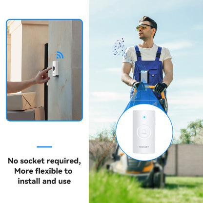 TECKNET Wireless Doorbell – Waterproof, Battery-Operated Cordless Chime Kit with 400M Range, 5 Volume Levels & 60 Chimes